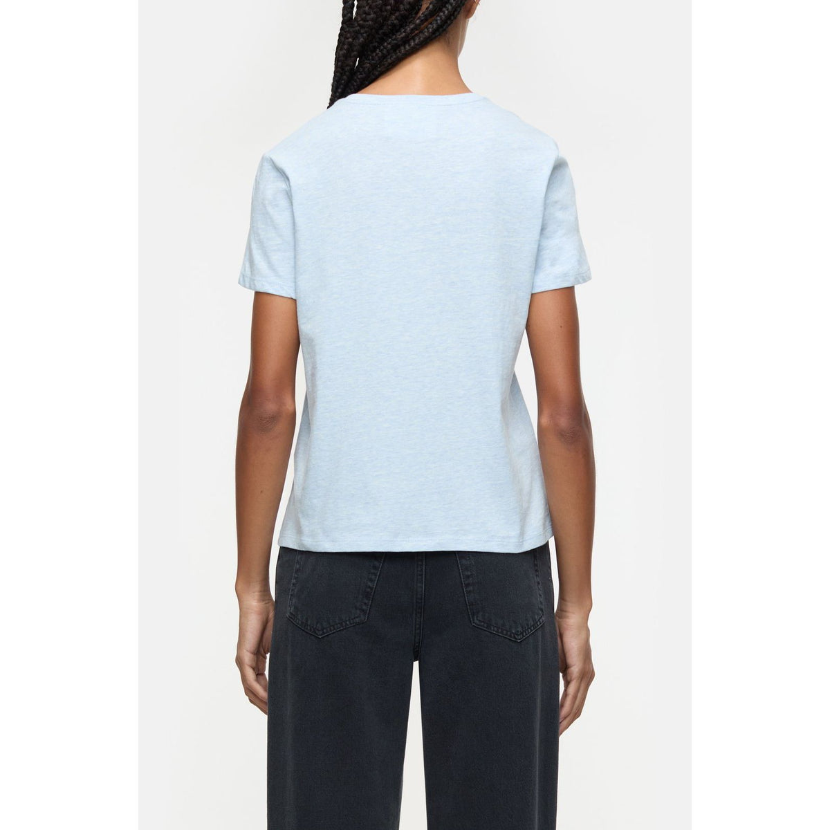 Women's melange Lazio Blue T-shirt by Closed, featuring a comfortable fit and casual style, shown in a close-up image.