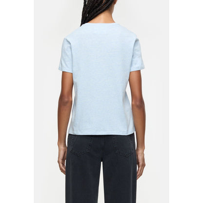 Women's melange Lazio Blue T-shirt by Closed, featuring a comfortable fit and casual style, shown in a close-up image.