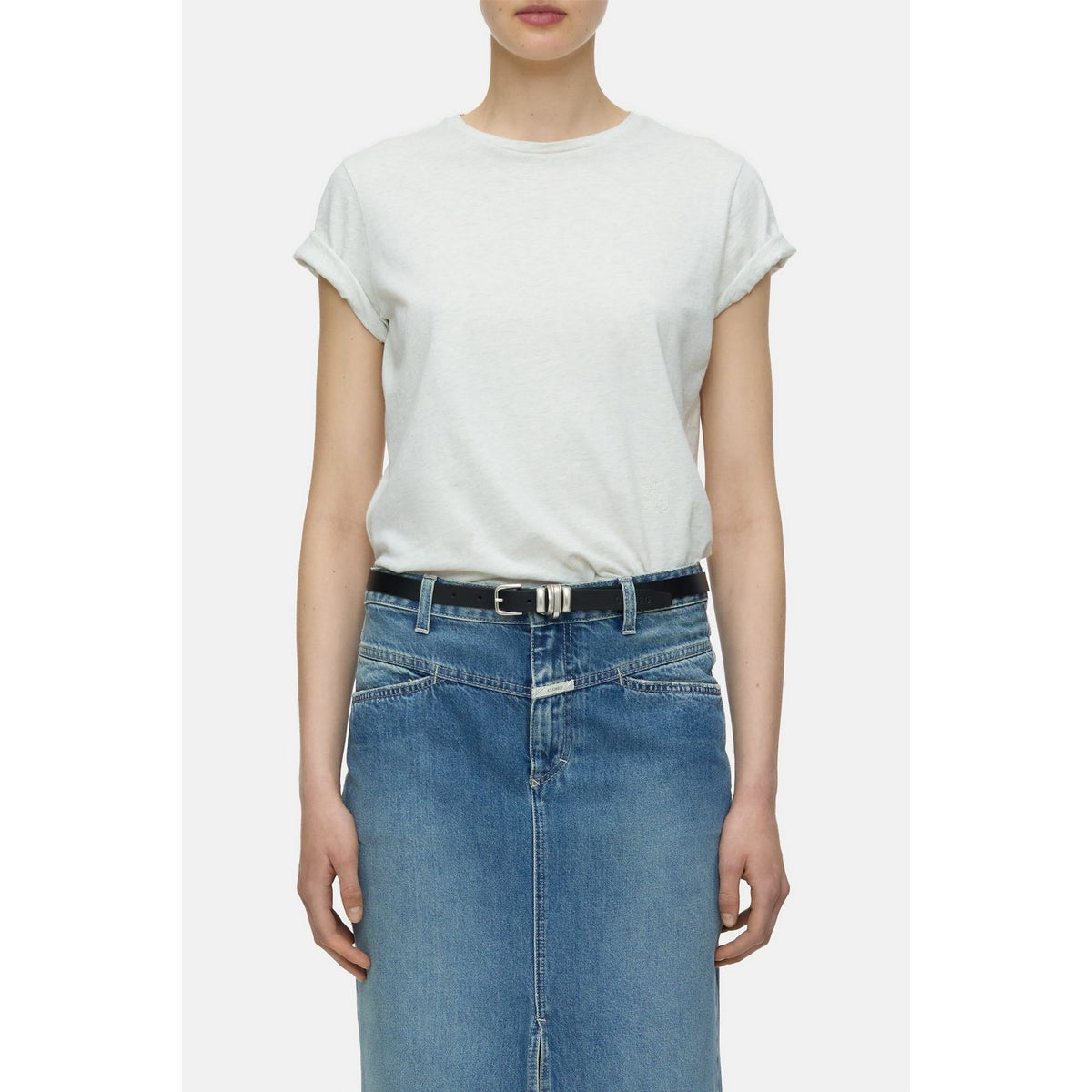 Women's melange beige T-shirt by Closed, featuring a casual fit and soft fabric, ideal for everyday wear.