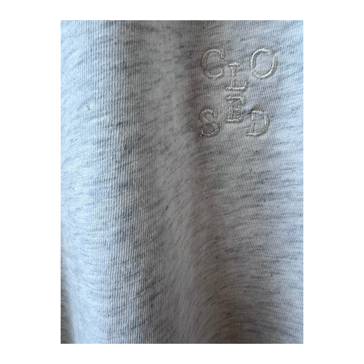 Women’s melange beige T-shirt by Closed Women’s, casual fit, soft fabric, shown on a model.