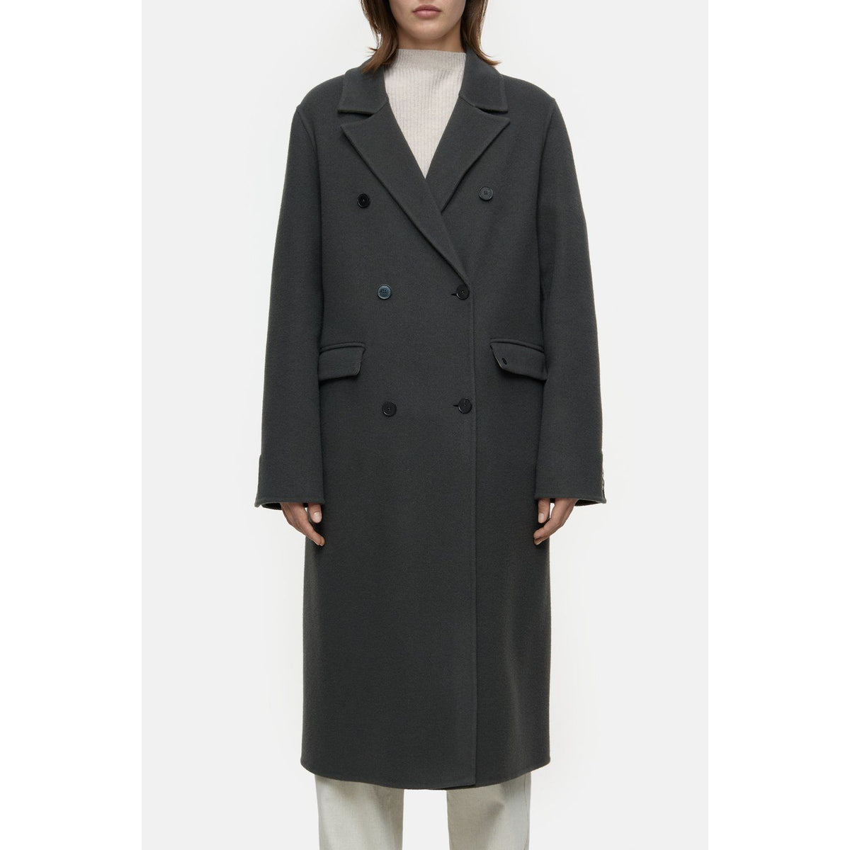 Women's Virgin Wool Cashmere Blend Coat by Closed, Irish Coffee color, showcasing a stylish, warm outerwear piece.