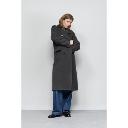 Women's Virgin Wool Cashmere Blend Coat in Irish Coffee color by Closed Women's, showing stylish collar and tailored fit.