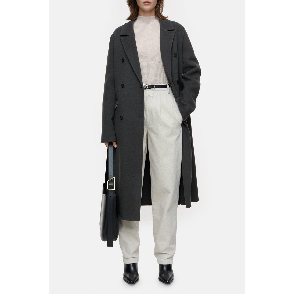 Women's virgin wool cashmere blend coat in Irish Coffee color by Closed Women's, featuring a stylish and cozy outerwear design.