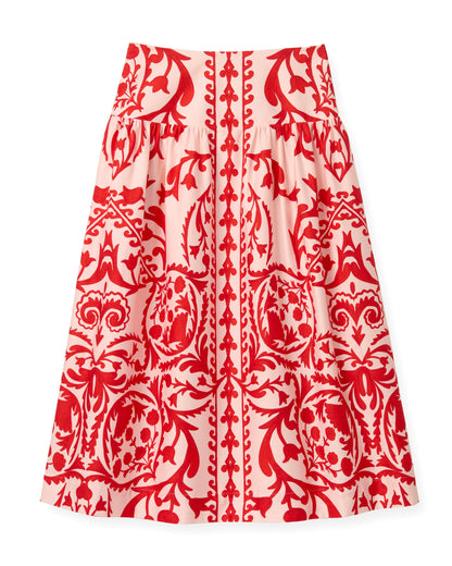 Georgia Skirt in Faraway Print - Poppy