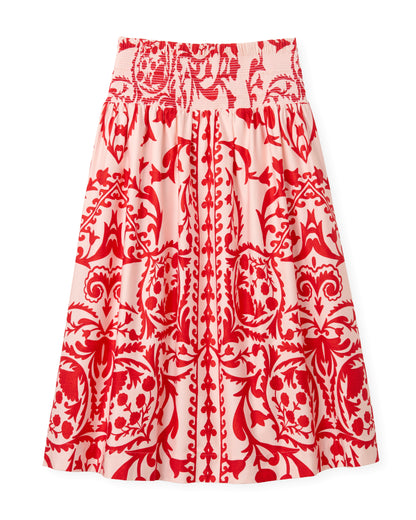 Georgia Skirt in Faraway Print - Poppy