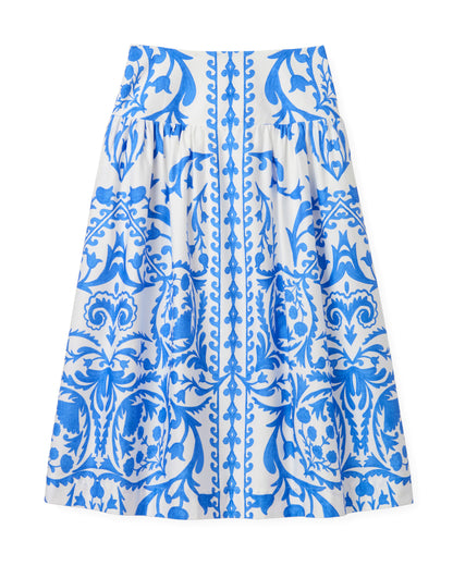 Georgia Skirt in Faraway Print - Provence Blue