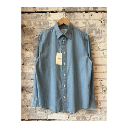 Men's Colby Denim Shirt in Bleach Indigo by NN07, featuring a casual fit with button-front and long sleeves.