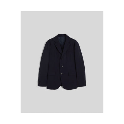 Men's navy Comfortemp® blazer by Aspesi, tailored fit with classic lapel and button closure, displayed on a hanger.