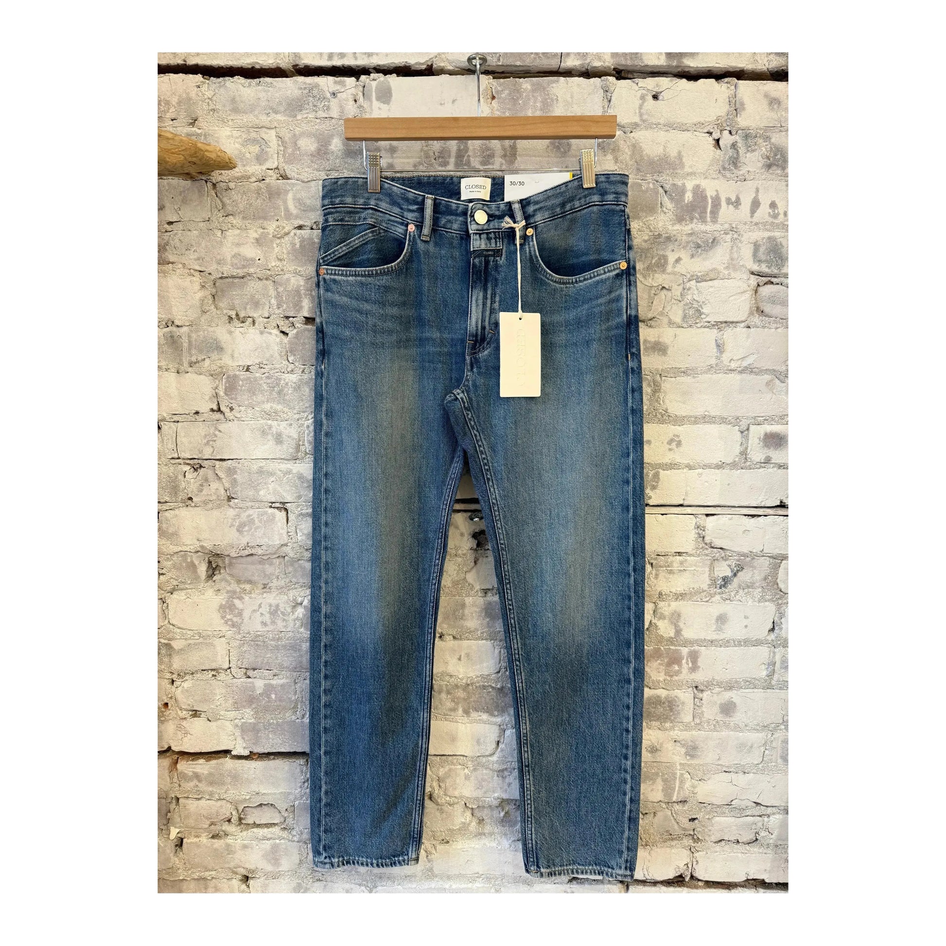 Men's Cooper True Regular Jean in mid blue denim, featuring classic fit and sturdy fabric, by Closed Men's.