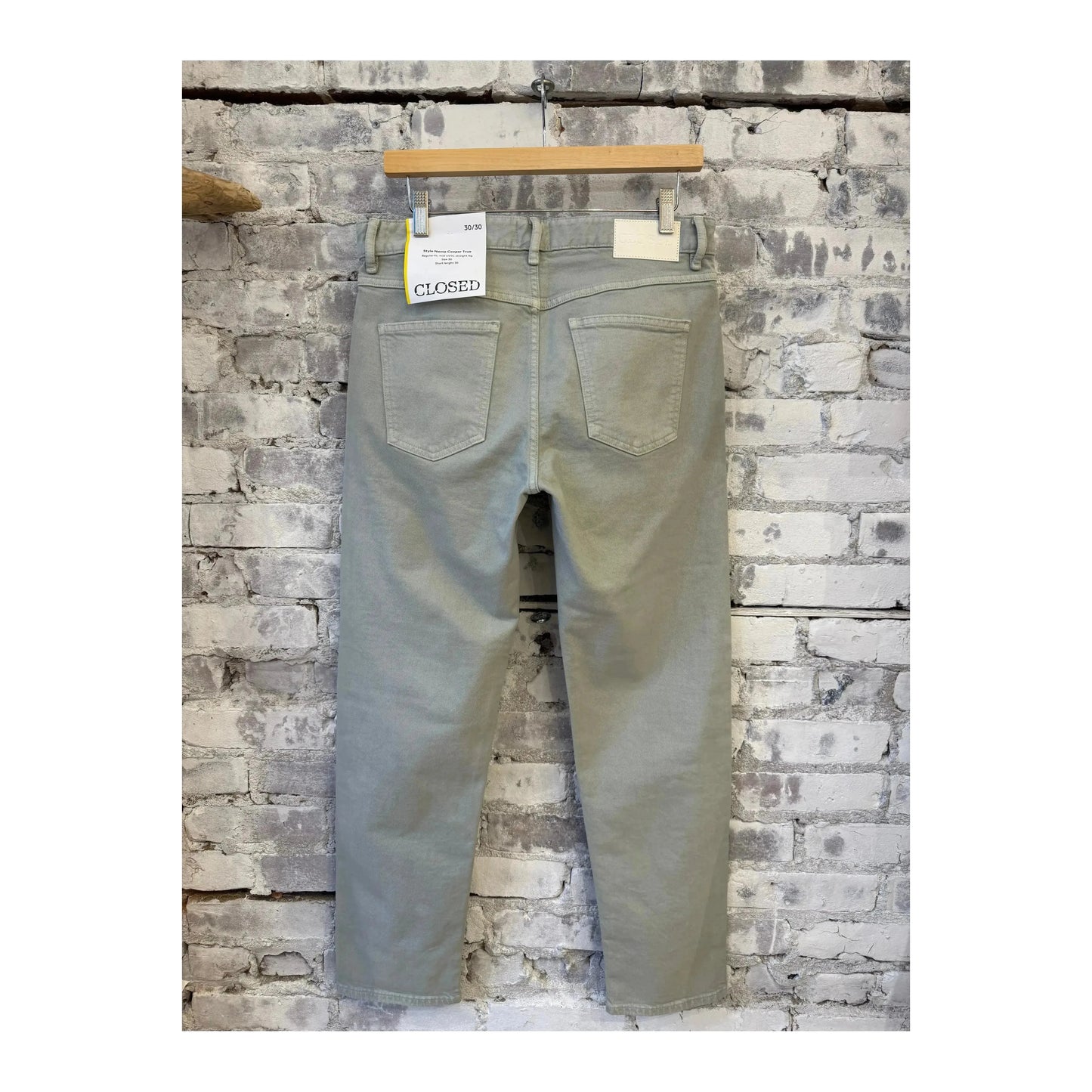 Men's Cooper True Stretch Jean in Cloud Grey by Closed Men's, showing the fit and fabric texture of the denim.
