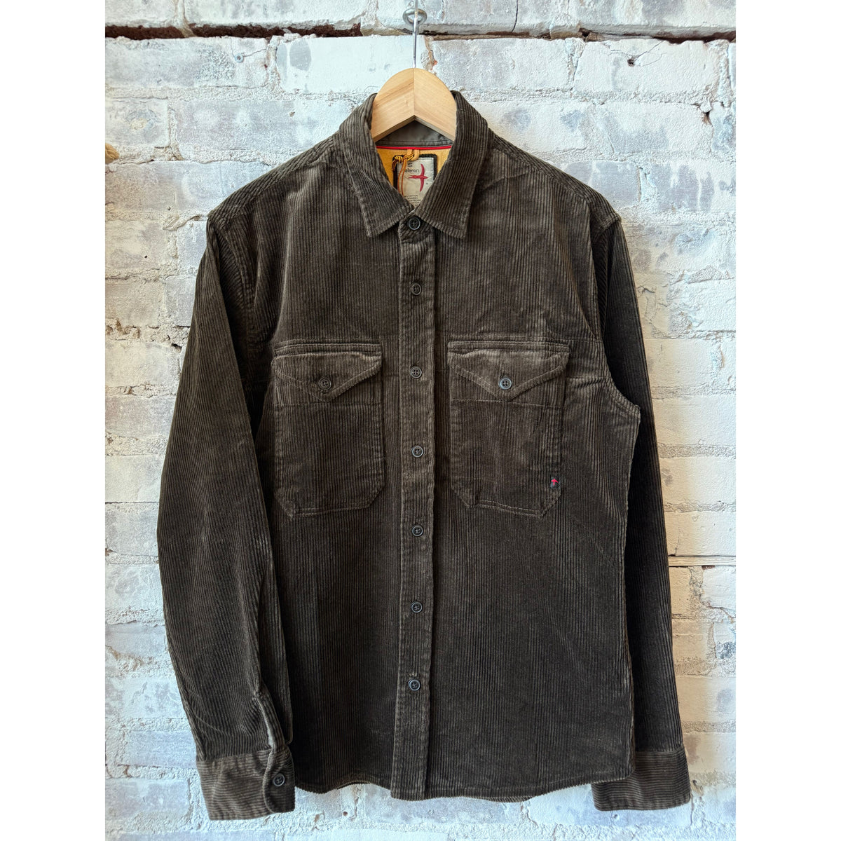 Men's Cord Workshirt in Coffee by Relwen, featuring durable corduroy fabric and classic workwear style.