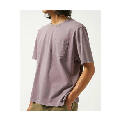 Men's garment dyed violet tee by Corridor, showing the soft fabric and relaxed fit on a hanger.