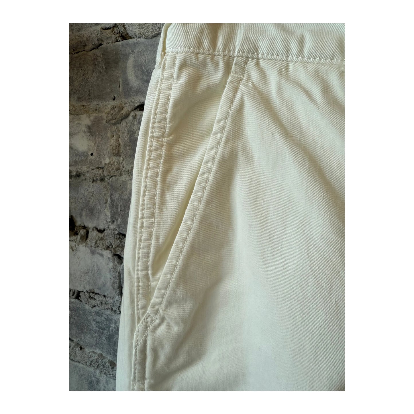 Men's off white Cotton Chino Cloth Peg Top Pants by Sage De Cret, featuring a relaxed fit and classic style.