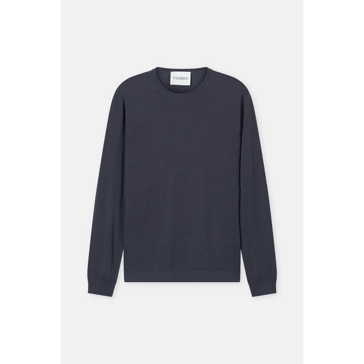 Men's black cotton jumper by Closed Men's, featuring a comfortable fit and classic style, shown in a close-up view.