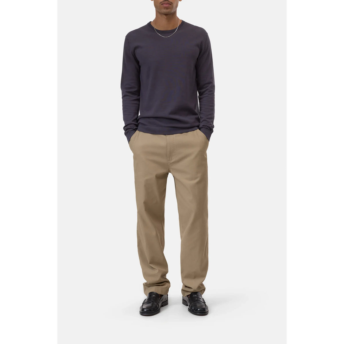 Men's black cotton jumper by Closed Men's, featuring a classic crew neck and comfortable fit in magma black color.