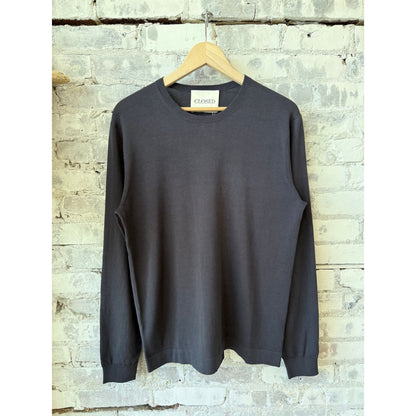 Men's black cotton jumper by Closed Men's, featuring a comfortable fit and classic design, shown in a close-up view.
