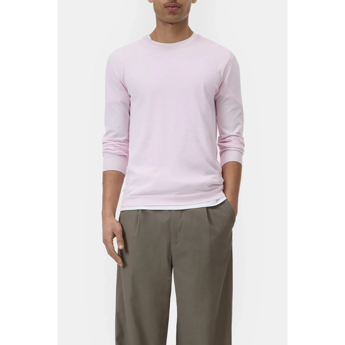 Men's quartz pink cotton jumper by Closed Men's, featuring a soft knit fabric and classic fit.