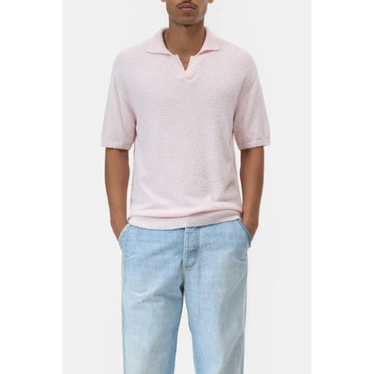 Men's Quartz Pink Cotton Knit Polo shirt by Closed Men's, featuring a classic collar and short sleeves.