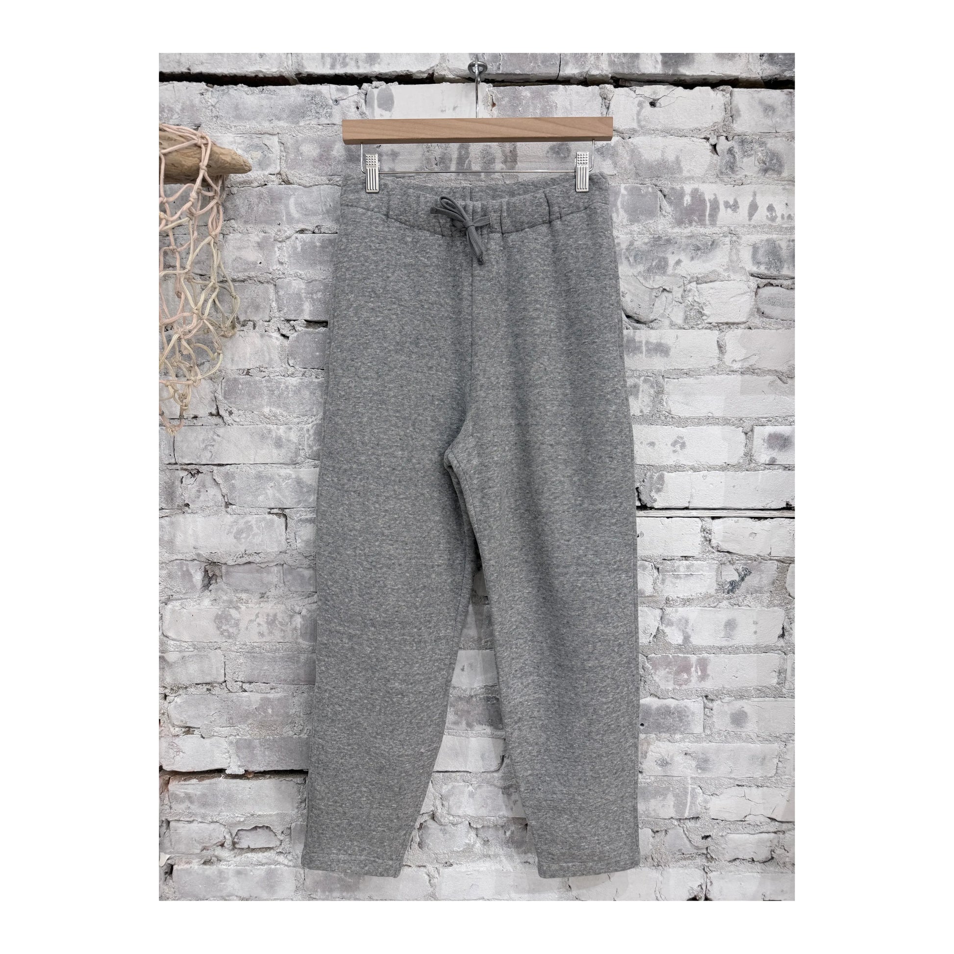Women's Heather Charcoal Cotton Tencel brushed fleece joggers by V::Room, showing the soft, cozy fabric and relaxed fit.
