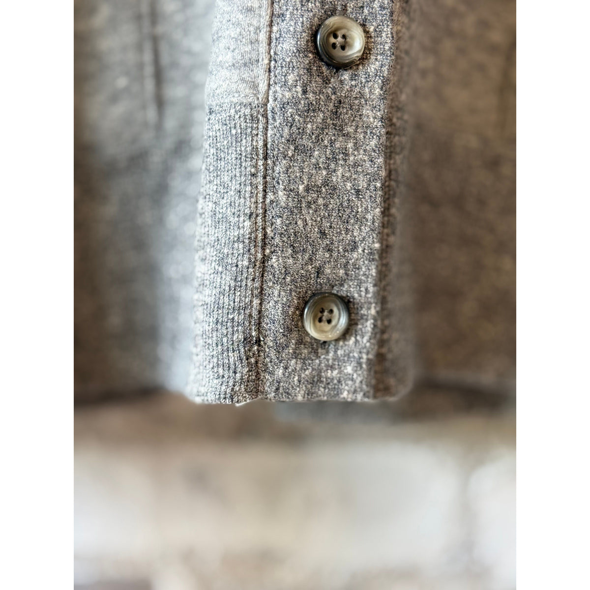 V::Room Cotton Tencel Brushed Fleece LS Cardigan - Heather Charcoal Dark Olive Green