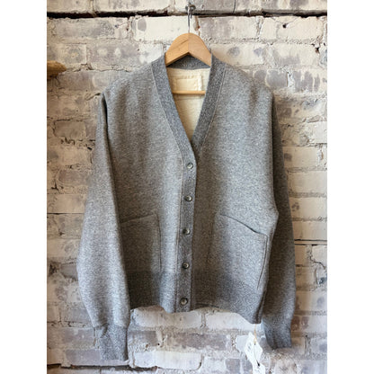V::Room Cotton Tencel Brushed Fleece LS Cardigan - Heather Charcoal Dark Gray