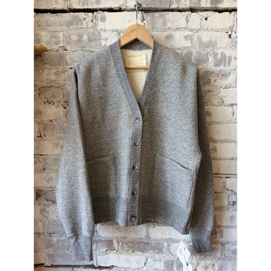 Women's Heather Charcoal Cotton Tencel Brushed Fleece Long Sleeve Cardigan by V::Room, showcasing soft, cozy fabric and relaxed fit.