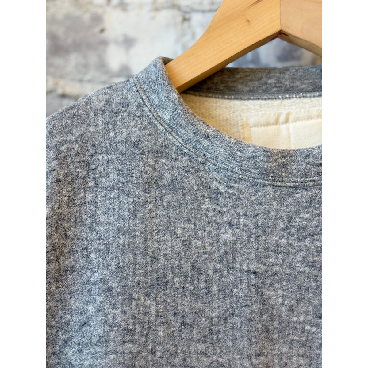 V::Room Cotton Tencel Brushed Fleece Oversized LS Crew - Heather Charcoal Light Slate Gray