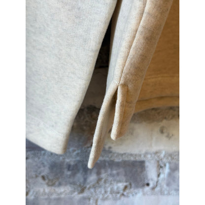 Women's oatmeal V::Room oversized cotton Tencel brushed fleece turtleneck sweater, long-sleeve and cozy.