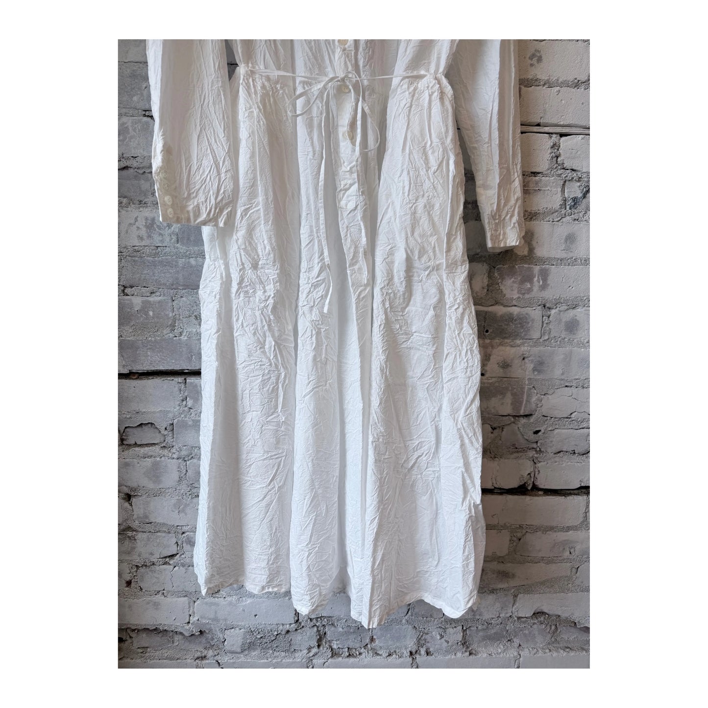 White Cotton Typewriter Dress for women by Pas De Calais, featuring a classic, textured fabric and elegant fit.