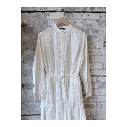 White women's Cotton Typewriter Dress by Pas De Calais, showing the dress's fitted bodice and classic style on a model.