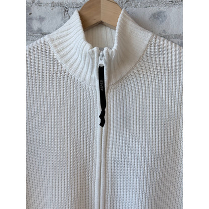 Men's white cotton yarn zip-up sweater by Aspesi, featuring a casual fit and front zipper, perfect for everyday wear.