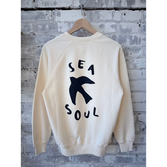 Men's La Paz Cunha Sea Soul Crew in ecru, casual crewneck shirt, soft fabric with subtle sea-inspired design.