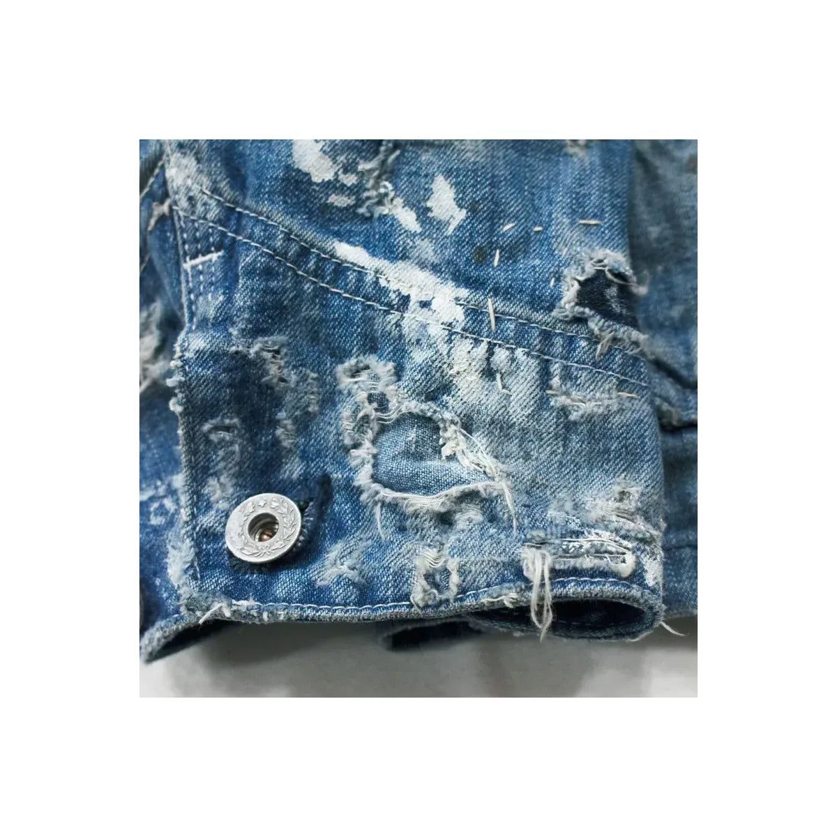 Men's indigo denim coverall jacket by H-Unit, customized fit with visible stitching and front pockets, casual workwear style.