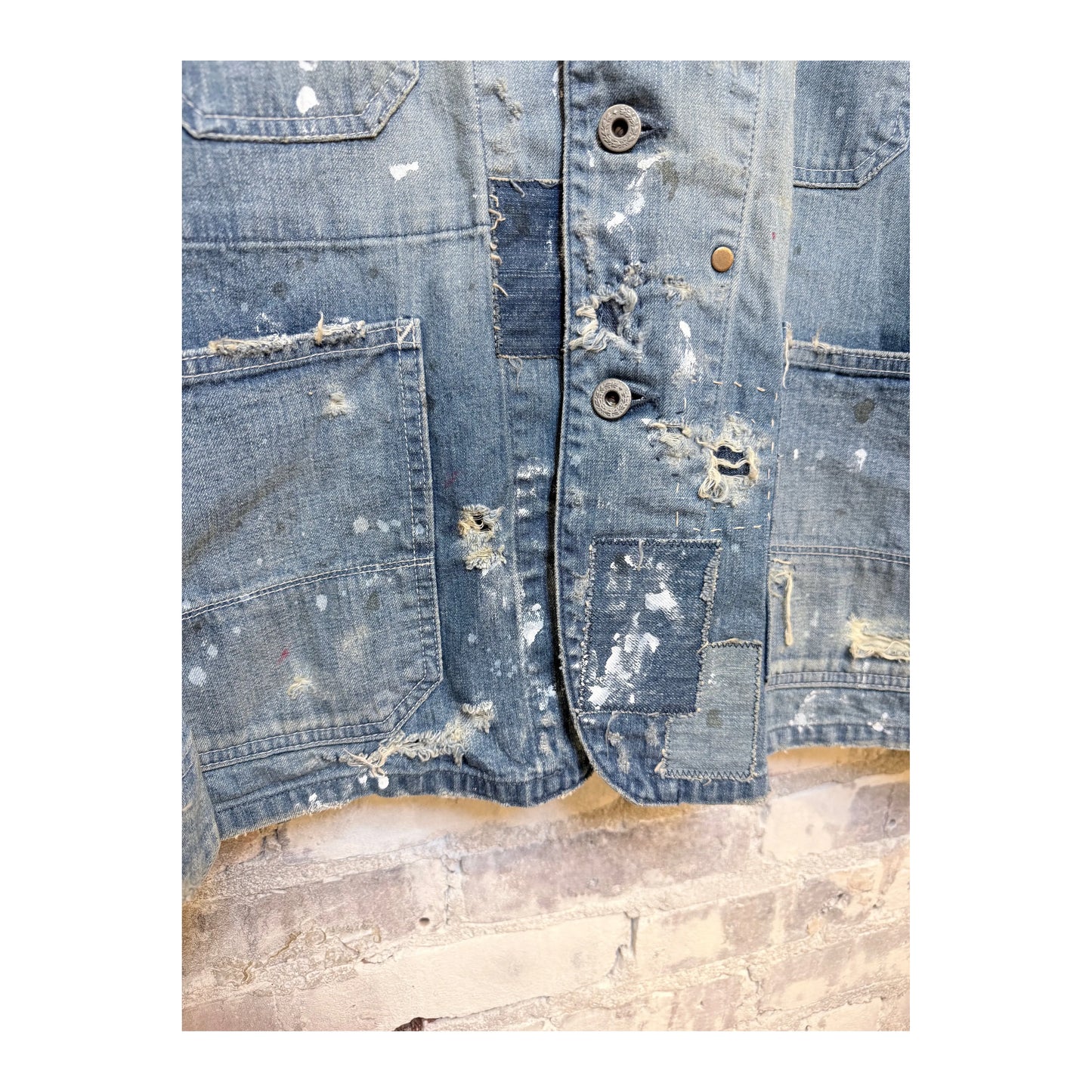 Men's customized indigo denim coverall jacket by H-Unit, featuring tailored fit and classic workwear style.