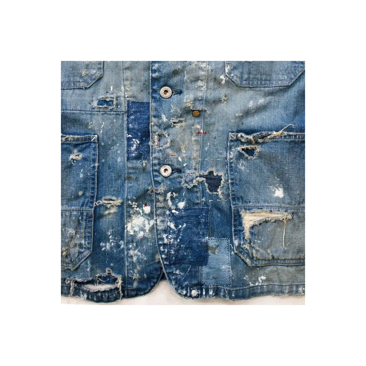 Men's customized indigo denim coverall jacket by H-Unit, featuring a tailored fit and rugged style.