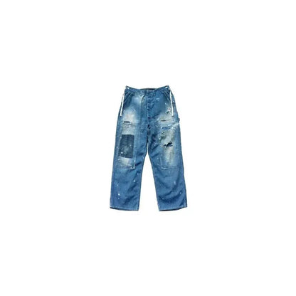 Men's customized side open Panther pants in denim by H-Unit, featuring unique design details and a relaxed fit.