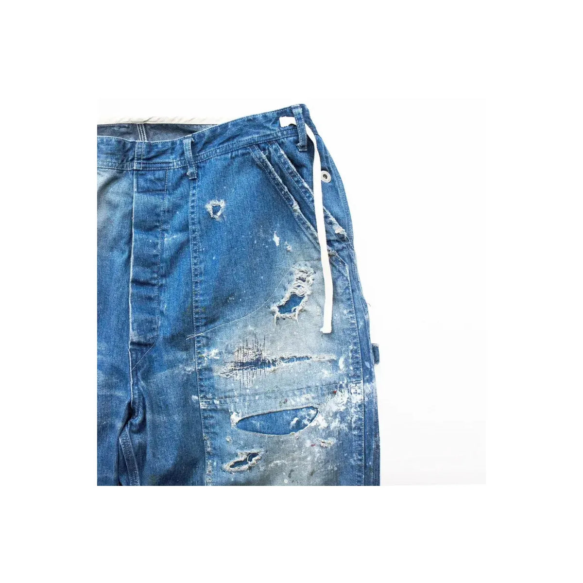 Men's customized side open Panther denim pants by H-Unit featuring unique side zipper details and a fitted style.