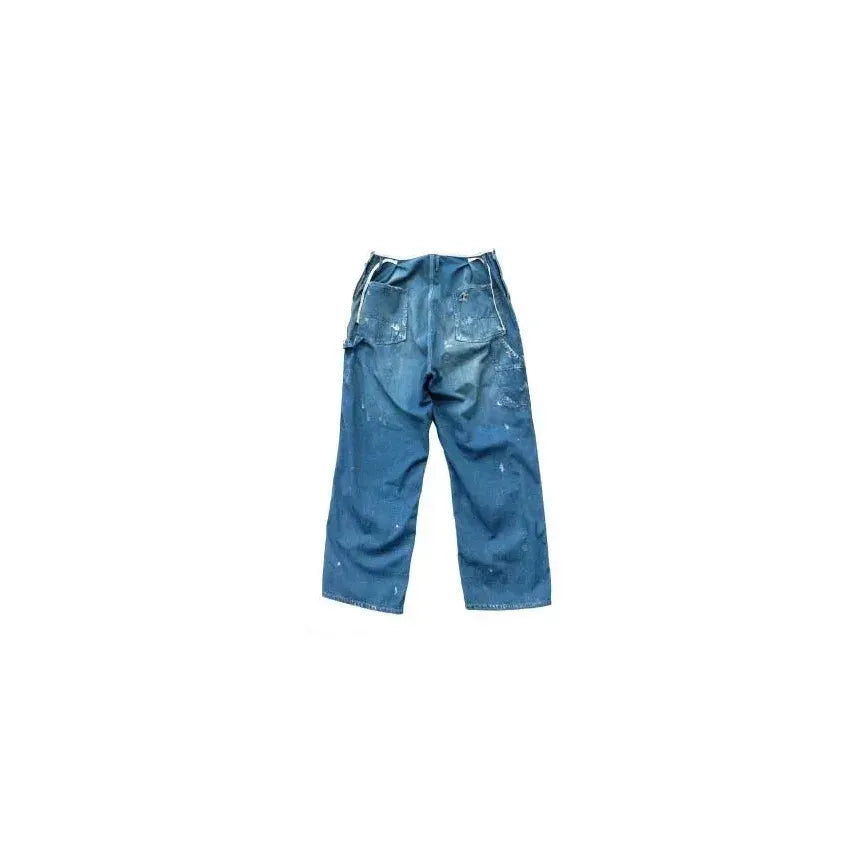 Men's customized side open Panther denim pants by H-Unit, featuring unique design and detailed stitching.