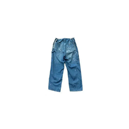 Men's customized side open Panther denim pants by H-Unit, featuring unique design and detailed stitching.