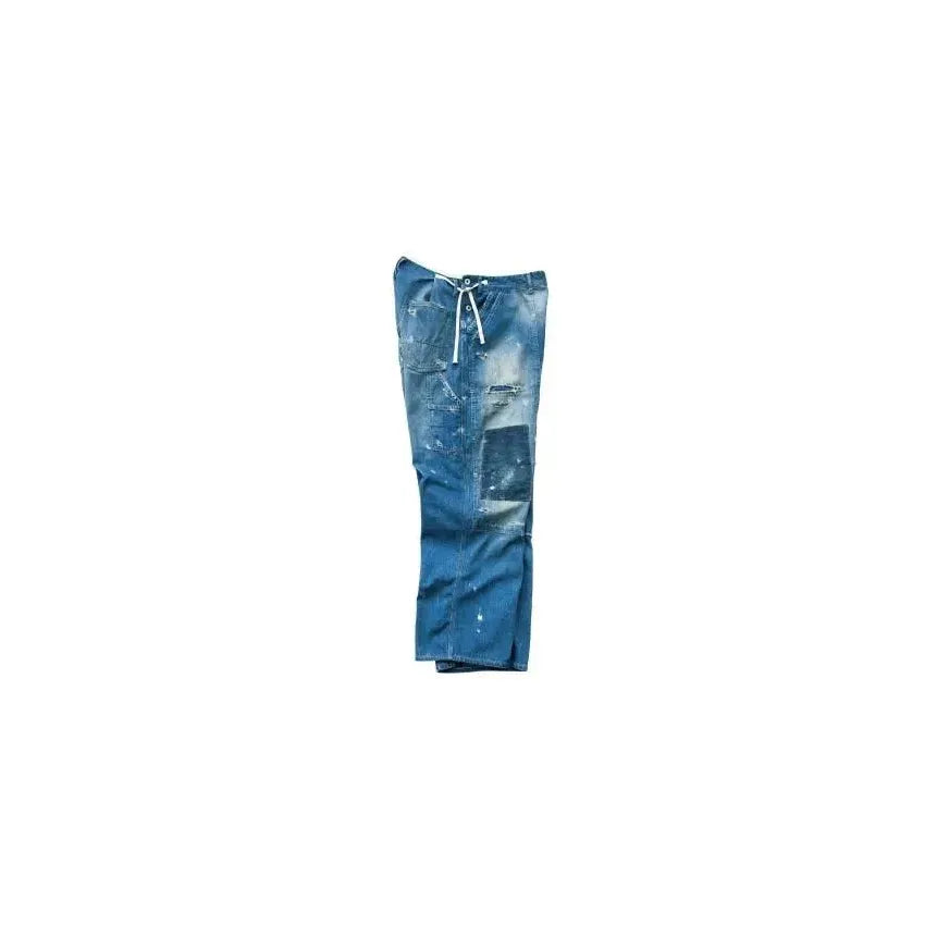 Men's customized side open panther denim pants by H-Unit featuring unique side openings and bold design details.
