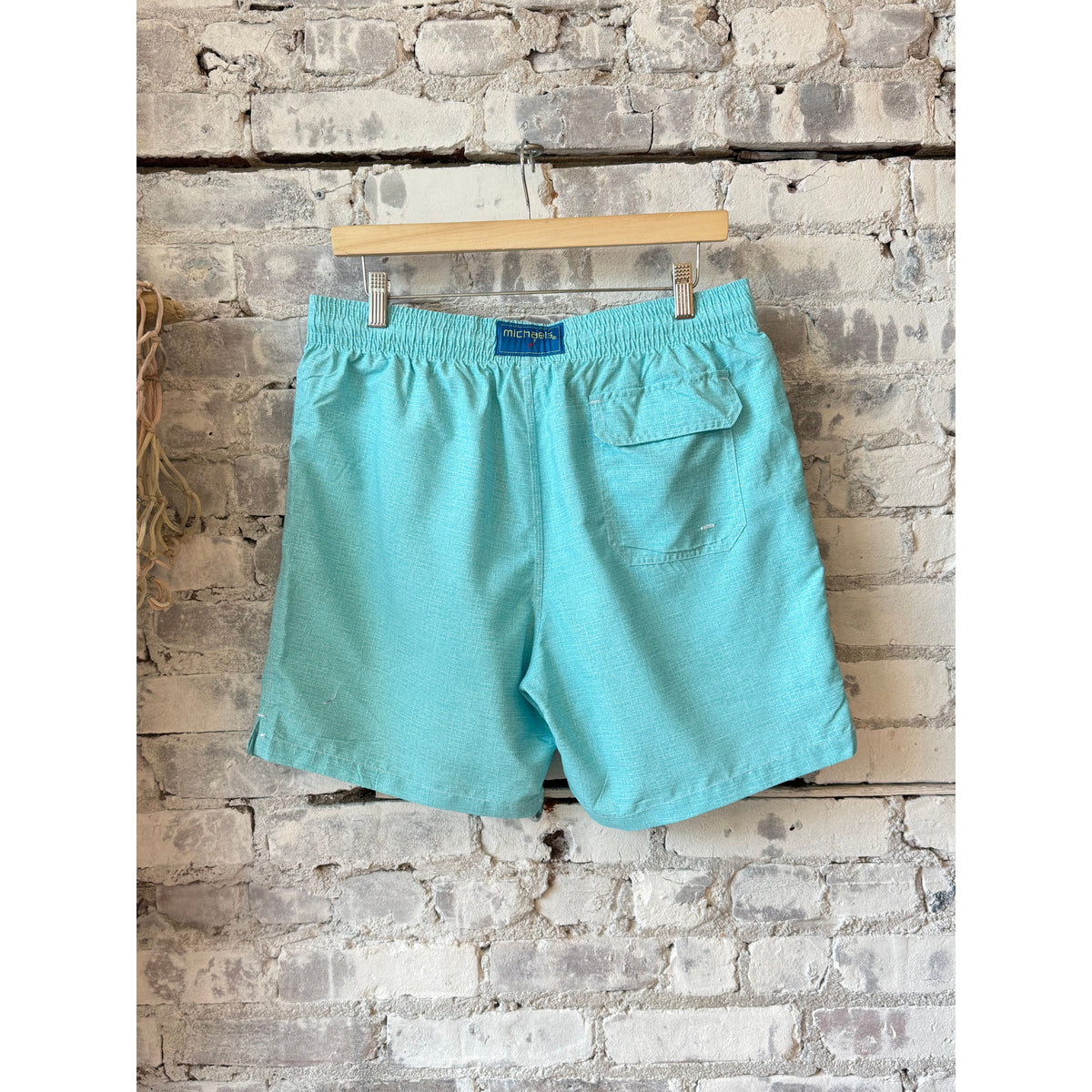 Men's Cyclist Liner Swim Trunks in solid linen aqua by Michael's Swim, featuring a comfortable fit and stylish design.