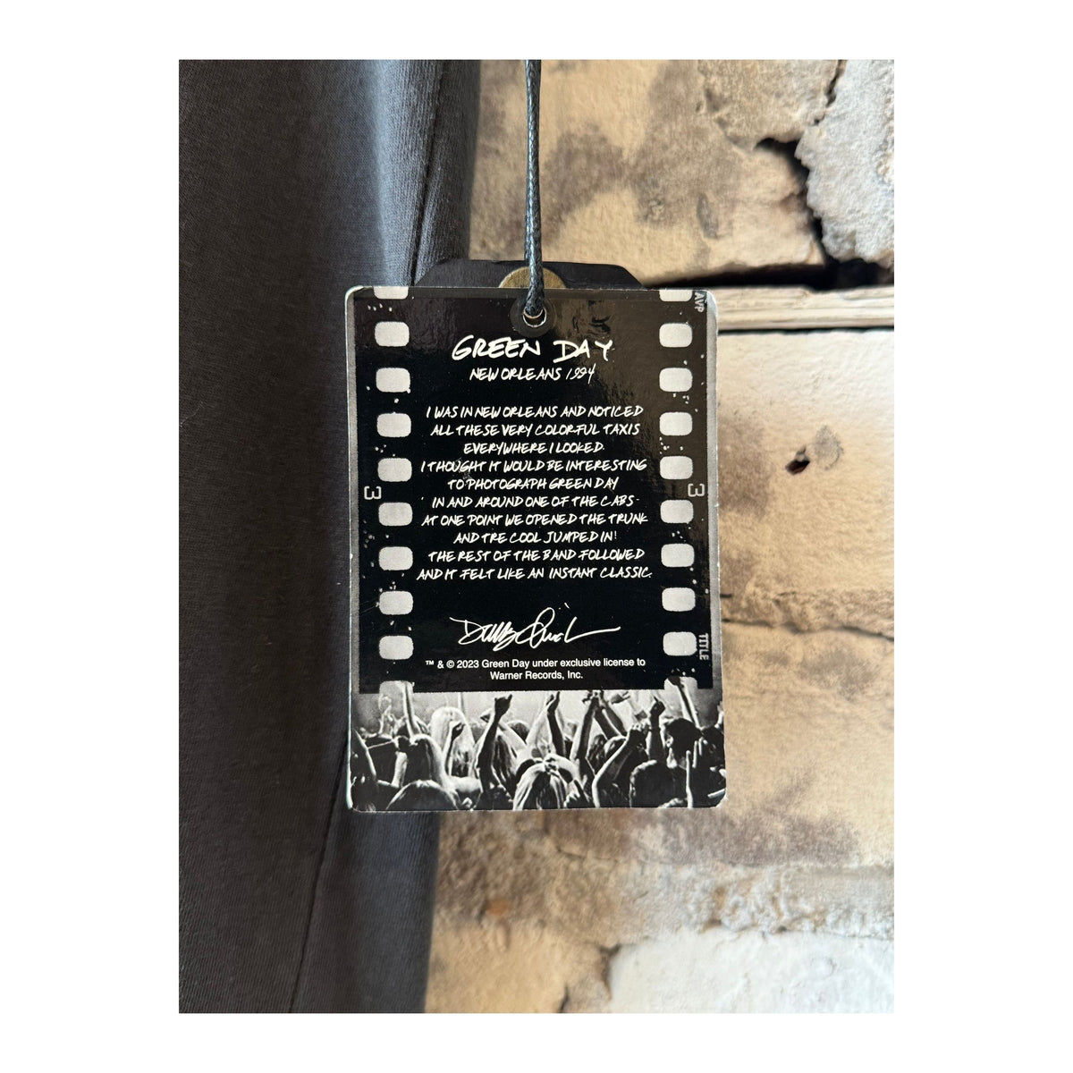 Men's Green Day Car SS T-shirt in faded black by Danny Clinch featuring a vintage-inspired graphic design.