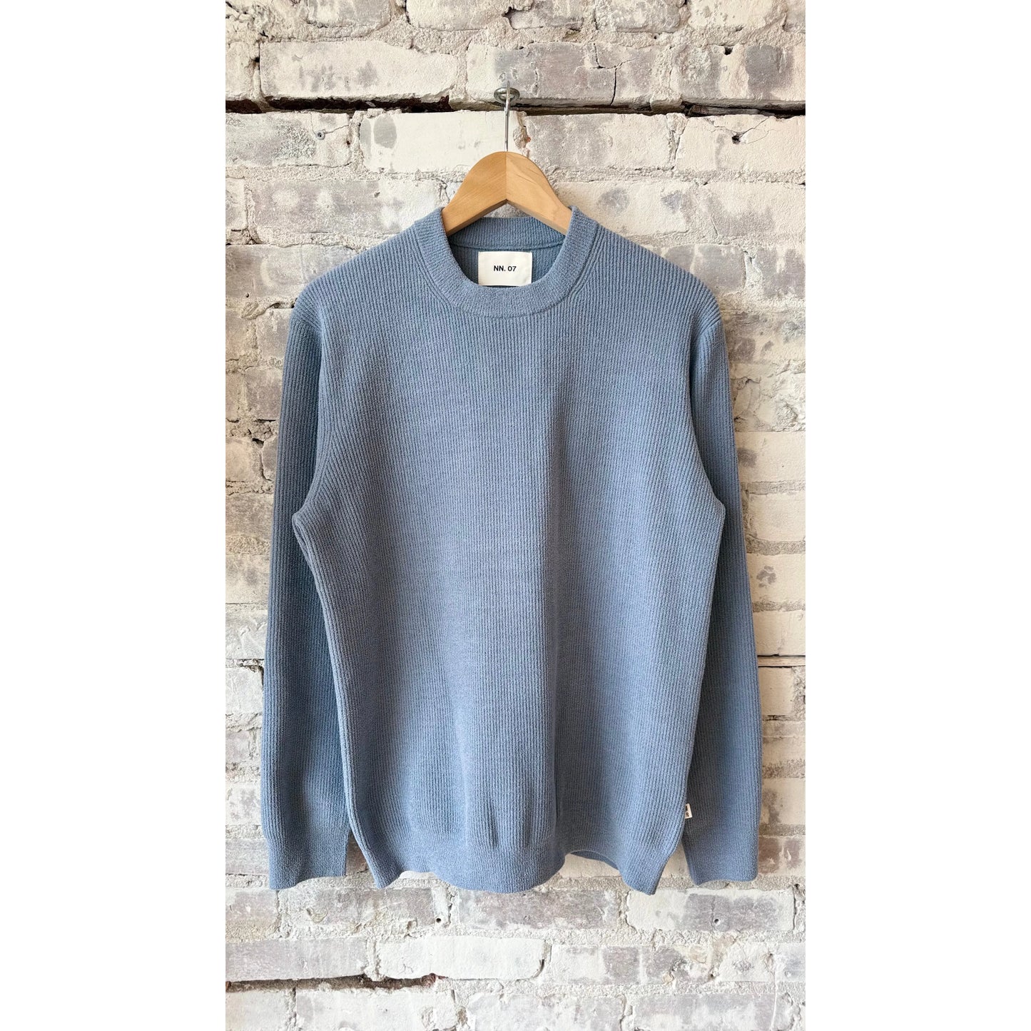 Men's Danny Sweater by NN07 in stone blue, featuring a cozy knit design and classic fit, perfect for casual wear.
