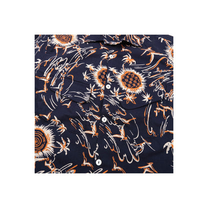 Men's Freenote Cloth Dean Double Pocket SS Shirt in Aloha Navy, featuring a casual short-sleeve design with two chest pockets.