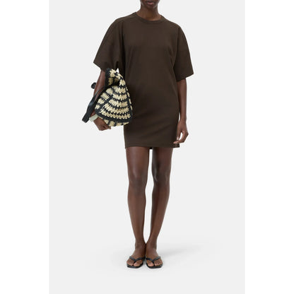 Closed Women's Deep Yoke Dress in Maple Brown, showcasing the stylish dress's front view with deep yoke detail and soft fabric.