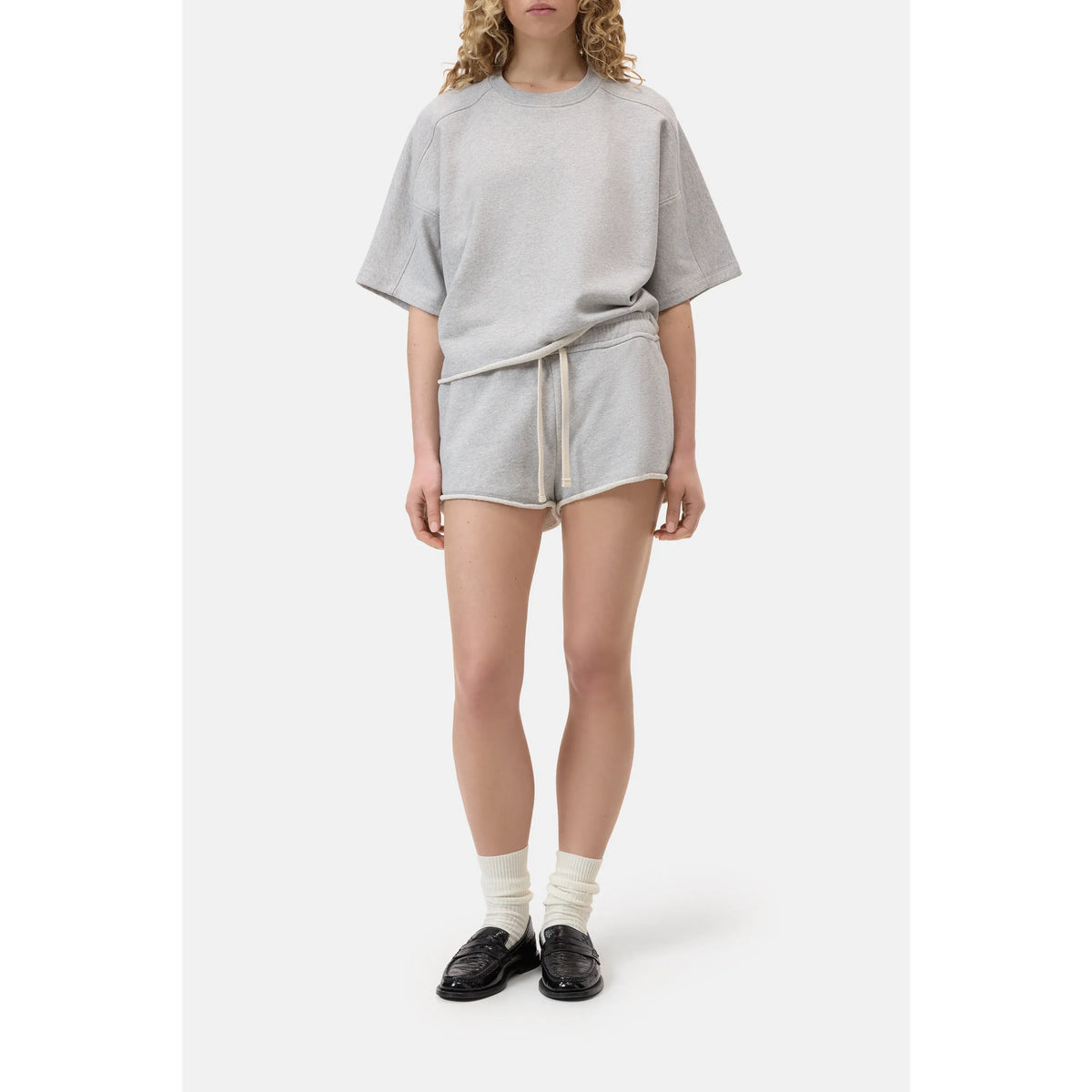 Women's Deep Yoke T-Shirt in Light Grey Melange by Closed, featuring a relaxed fit and subtle yoke detail on the front.