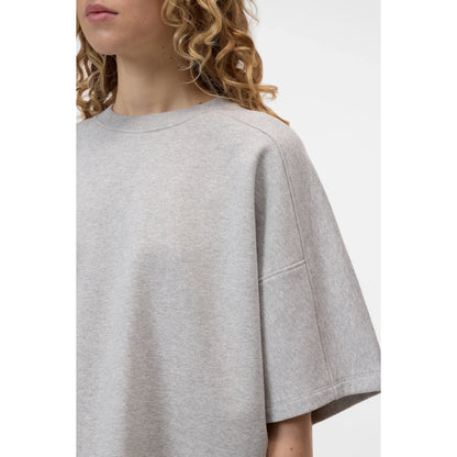 Women's Light Grey Melange Deep Yoke T-Shirt by Closed, featuring a relaxed fit and subtle stitching details.