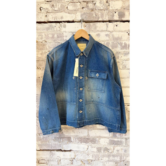 Men's H-Unit Denim P-44 Jacket in used wash, featuring classic denim style with a relaxed fit and casual design.