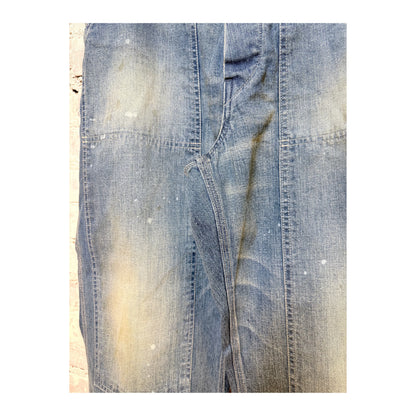 Men's H-Unit denim painter pants with side open design in used wash, featuring practical pockets and relaxed fit.