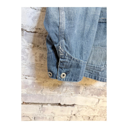 Men's H-Unit used-wash denim coveralls in indigo with functional pockets and durable stitching, perfect for work or casual wear.